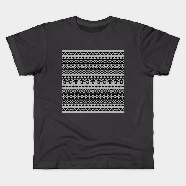 Aztec Essence II Black on Gray Pattern Kids T-Shirt by NataliePaskell